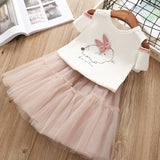 Summer Girls' Clothing Sets Korean Denim Short-sleeved T-shirt+High Waist Skirt 2PCS Baby Kids Clothes Suit Children Clothing