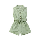 Summer Toddler Baby Girls Kids Clothes Bow-tie Waist Overall Romper Bodysuit Jumpsuit Outfits Shorts