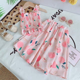 Summer Girls' Clothing Sets Korean Denim Short-sleeved T-shirt+High Waist Skirt 2PCS Baby Kids Clothes Suit Children Clothing
