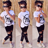 2016 Kids Girls Clothes Set Baby Girl Summer Short Sleeve Print T-Shirt