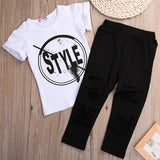 2016 Kids Girls Clothes Set Baby Girl Summer Short Sleeve Print T-Shirt