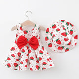 Baby Girl Clothes Summer Party Clothing for Girls Dress Strawberry Princess Dresses With Hat Outfits Children's Clothing 2 pcs