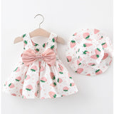 Baby Girl Clothes Summer Party Clothing for Girls Dress Strawberry Princess Dresses With Hat Outfits Children's Clothing 2 pcs