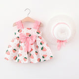 Baby Girl Clothes Summer Party Clothing for Girls Dress Strawberry Princess Dresses With Hat Outfits Children's Clothing 2 pcs