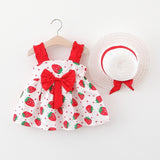 Baby Girl Clothes Summer Party Clothing for Girls Dress Strawberry Princess Dresses With Hat Outfits Children's Clothing 2 pcs