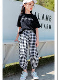 Girls Summer Children Clothes Outfits T-shirt + Plaid Pants Casual Tracksuit For Kids Clothing Two-Piece