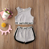 2020 Baby Summer Clothing Toddler Kids Baby Girl Clothes Tops Crop Shorts Letter Print Outfits 2Pcs Set Tracksuit