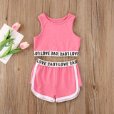2020 Baby Summer Clothing Toddler Kids Baby Girl Clothes Tops Crop Shorts Letter Print Outfits 2Pcs Set Tracksuit