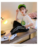 Girls Summer Clothes Set for Teens Girl Lemon Pattern T shirts Tops+Pants 2Pcs Casual Kids Clothing Suit 6 7 8 10 11 12 13 Years