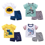 cotton Summer baby children soft shorts suit t-shirt todder boy girl kids dinosaur cartoon infant