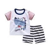 cotton Summer baby children soft shorts suit t-shirt todder boy girl kids dinosaur cartoon infant