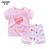 cotton Summer baby children soft shorts suit t-shirt todder boy girl kids dinosaur cartoon infant