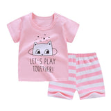 cotton Summer baby children soft shorts suit t-shirt todder boy girl kids dinosaur cartoon infant