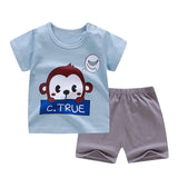 cotton Summer baby children soft shorts suit t-shirt todder boy girl kids dinosaur cartoon infant