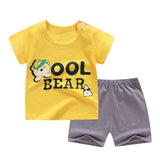 cotton Summer baby children soft shorts suit t-shirt todder boy girl kids dinosaur cartoon infant