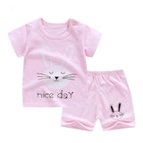 cotton Summer baby children soft shorts suit t-shirt todder boy girl kids dinosaur cartoon infant