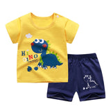 cotton Summer baby children soft shorts suit t-shirt todder boy girl kids dinosaur cartoon infant