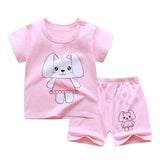 cotton Summer baby children soft shorts suit t-shirt todder boy girl kids dinosaur cartoon infant