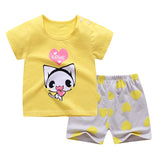 cotton Summer baby children soft shorts suit t-shirt todder boy girl kids dinosaur cartoon infant