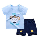 cotton Summer baby children soft shorts suit t-shirt todder boy girl kids dinosaur cartoon infant
