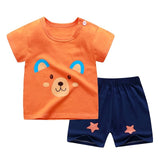 cotton Summer baby children soft shorts suit t-shirt todder boy girl kids dinosaur cartoon infant