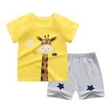 cotton Summer baby children soft shorts suit t-shirt todder boy girl kids dinosaur cartoon infant