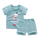 cotton Summer baby children soft shorts suit t-shirt todder boy girl kids dinosaur cartoon infant