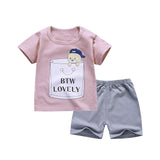 cotton Summer baby children soft shorts suit t-shirt todder boy girl kids dinosaur cartoon infant