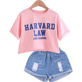 2020 Kids Girls Clothes Set Summer Short Sleeve T-shirt + jeans shorts hot pants Outfits Baby Clothing 4 5 6 7 8 9 10 11 12 year
