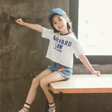 2020 Kids Girls Clothes Set Summer Short Sleeve T-shirt + jeans shorts hot pants Outfits Baby Clothing 4 5 6 7 8 9 10 11 12 year